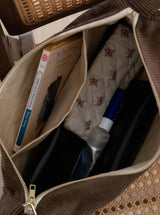 Recitem HUGO UNI Maxi Ribfluwelen Halve maan Schoudertas, Chocolade Bruin