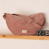 Recitem NINA UNI Maxi Ribfluwelen Halve maan Schoudertas, Oud Roze
