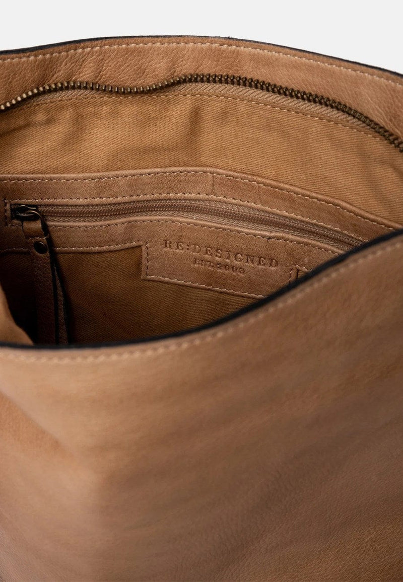 ReDesigned FILLIS BIG Lederen Schoudertas, Taupe