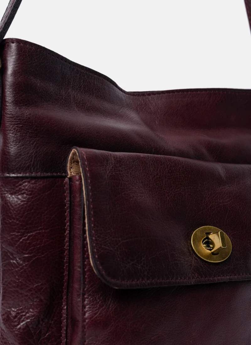 ReDesigned KAY URBAN Lederen Schoudertas, Dark Cherry