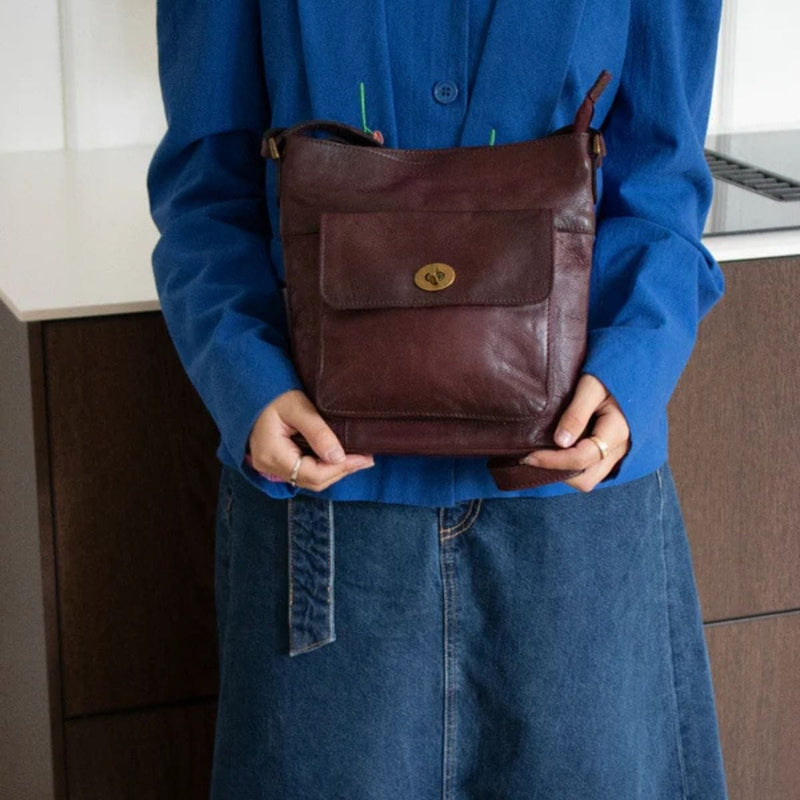 ReDesigned KAY URBAN Lederen Schoudertas, Dark Cherry