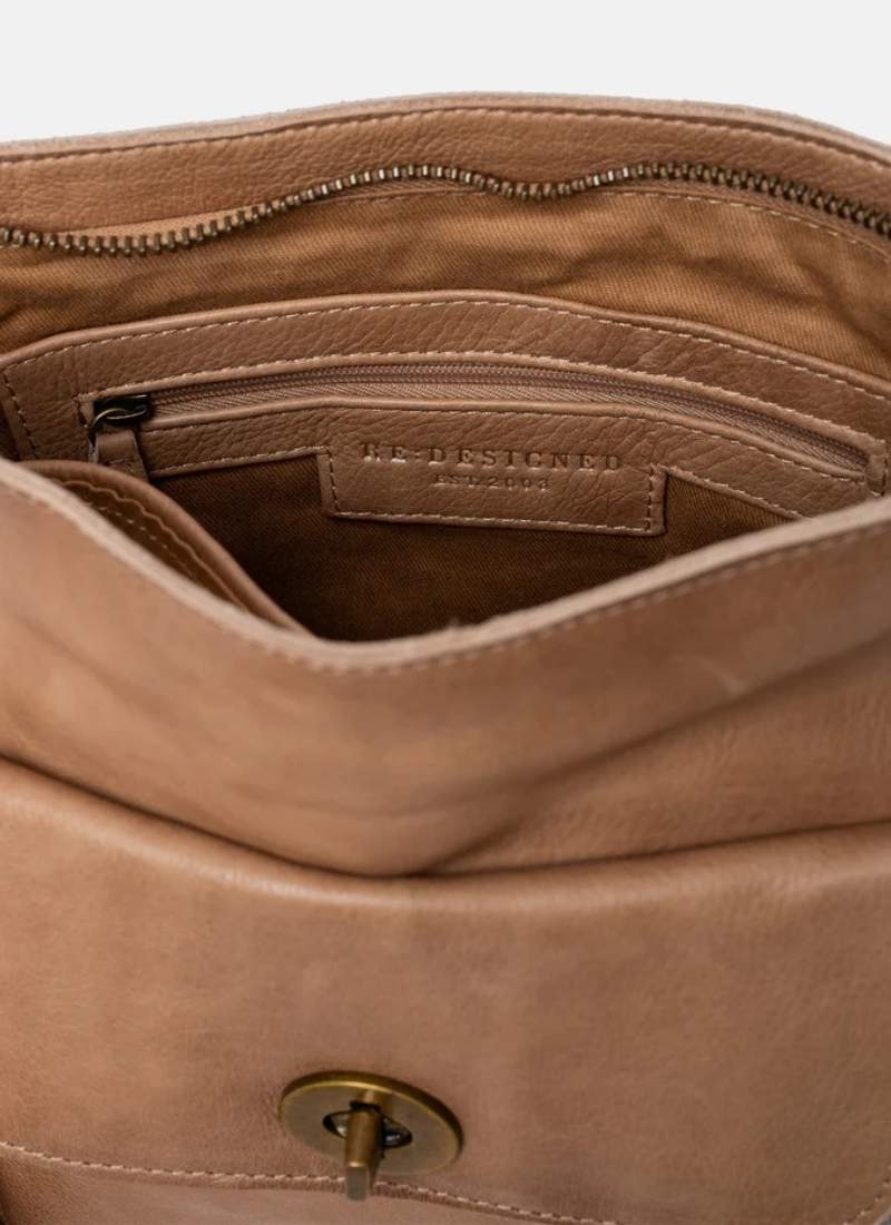 ReDesigned KAY URBAN Lederen Schoudertas, Taupe