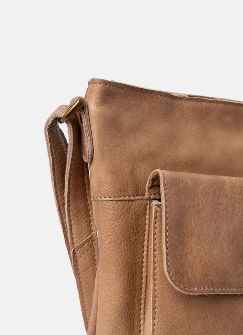 ReDesigned KAY URBAN Lederen Schoudertas, Taupe