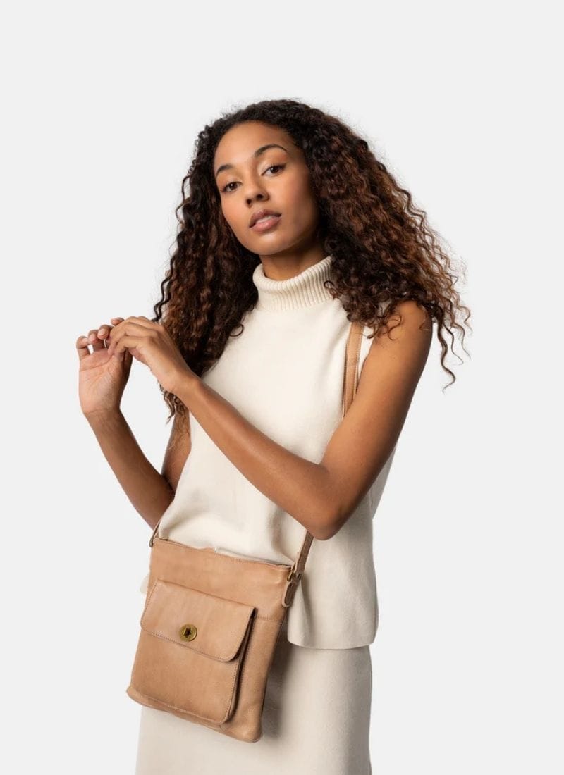 ReDesigned KAY URBAN Lederen Schoudertas, Taupe