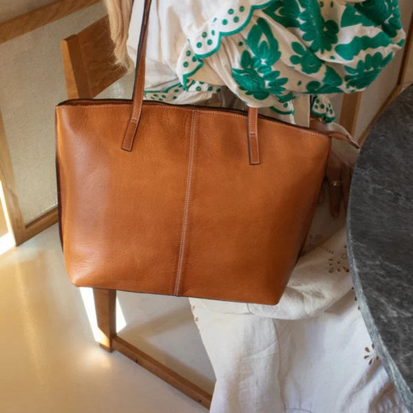 ReDesigned MALOU SMALL Lederen Schoudertas, Burned Tan