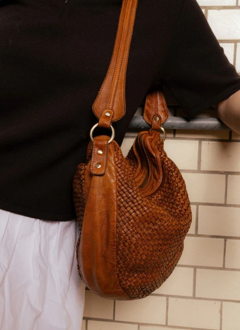 ReDesigned MELLE Lederen Schoudertas, Tan