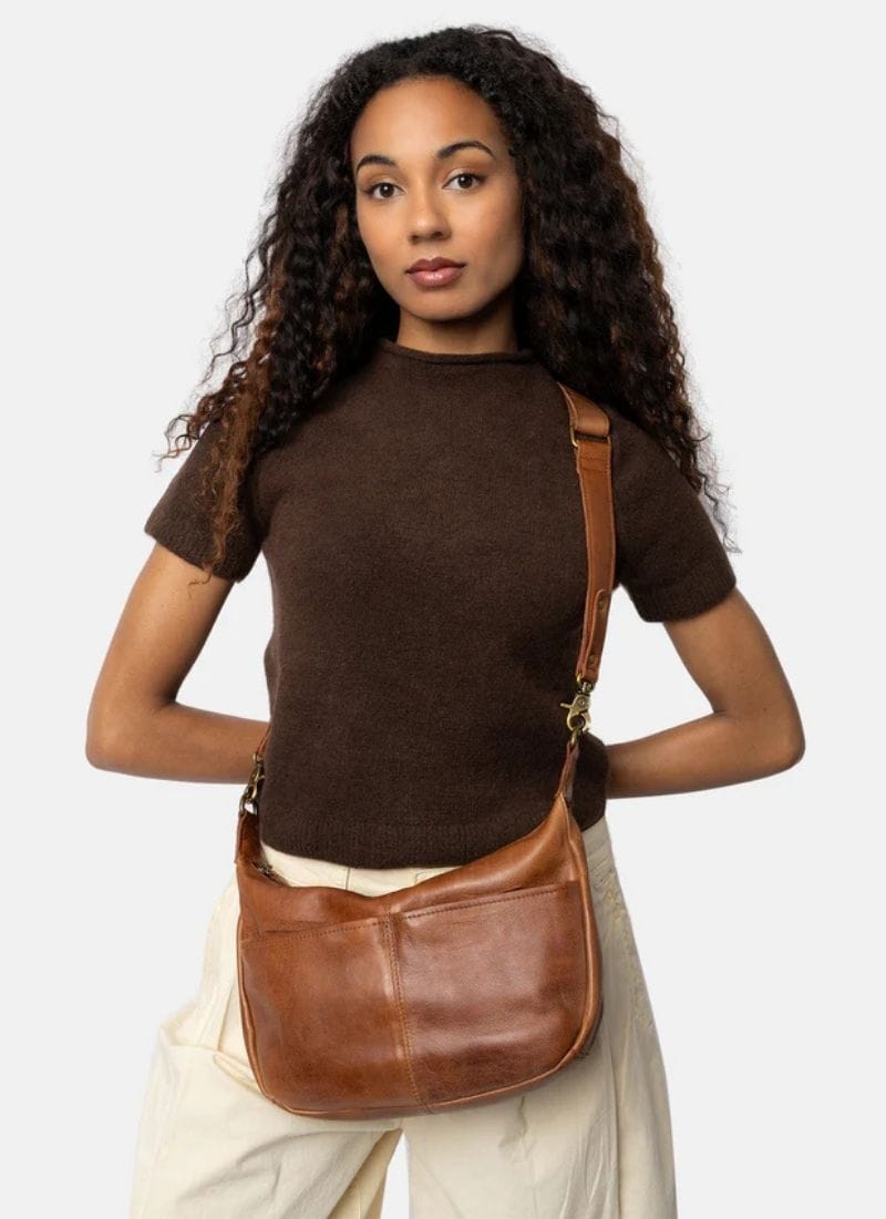 ReDesigned MIVI SMALL Lederen Schoudertas, Walnut