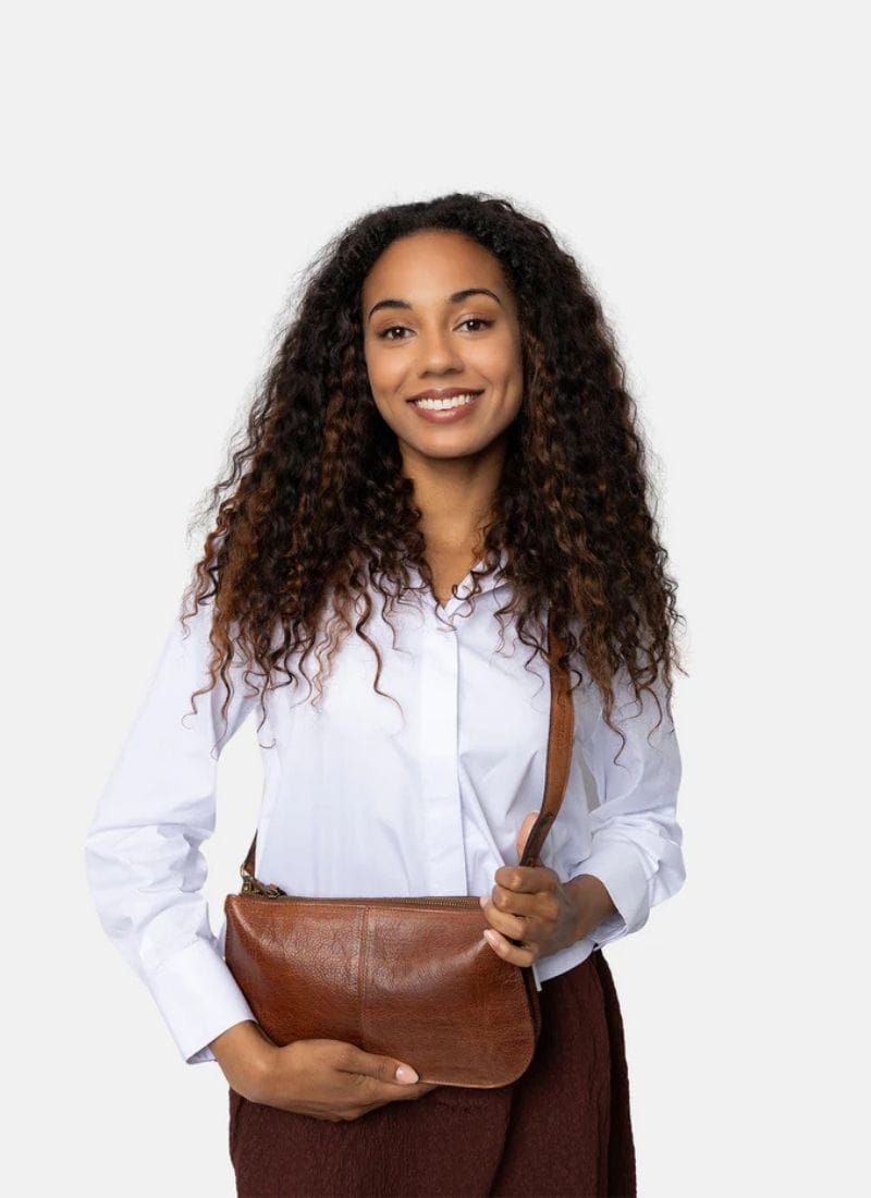 ReDesigned MYN BIG Lederen Schoudertas, Walnut