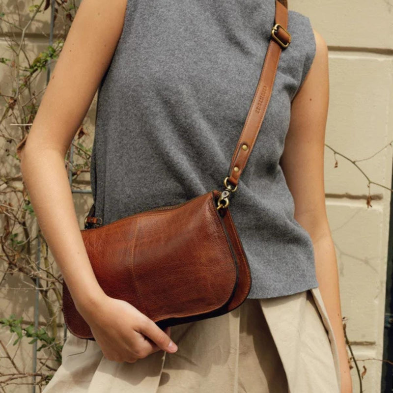 ReDesigned MYN BIG Lederen Schoudertas, Walnut