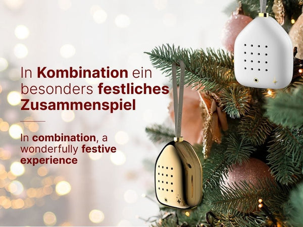 Relaxound JINGLE BELLS Kerst Ornament met sensor en Feestelijk geluid, Gold Glow