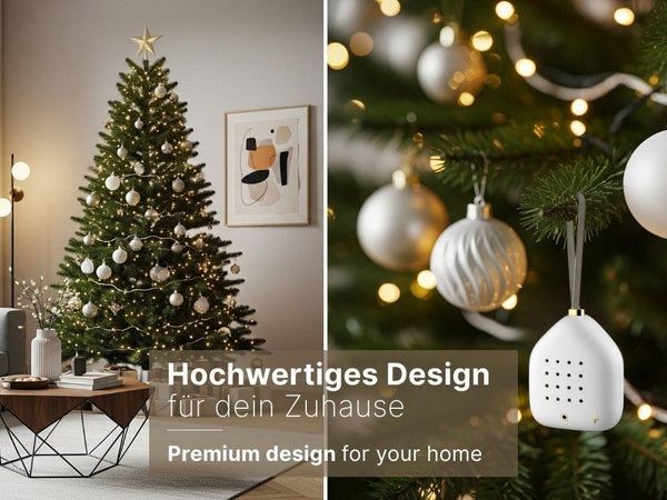 Relaxound JINGLE BELLS Kerst Ornament met sensor en Feestelijk geluid, White Stars