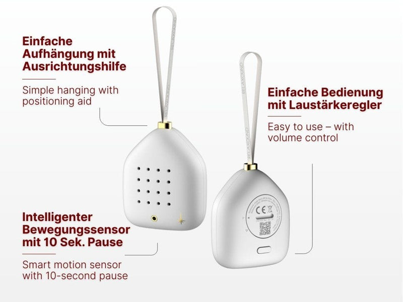 Relaxound JINGLE BELLS Kerst Ornament met sensor en Feestelijk geluid, White Stars