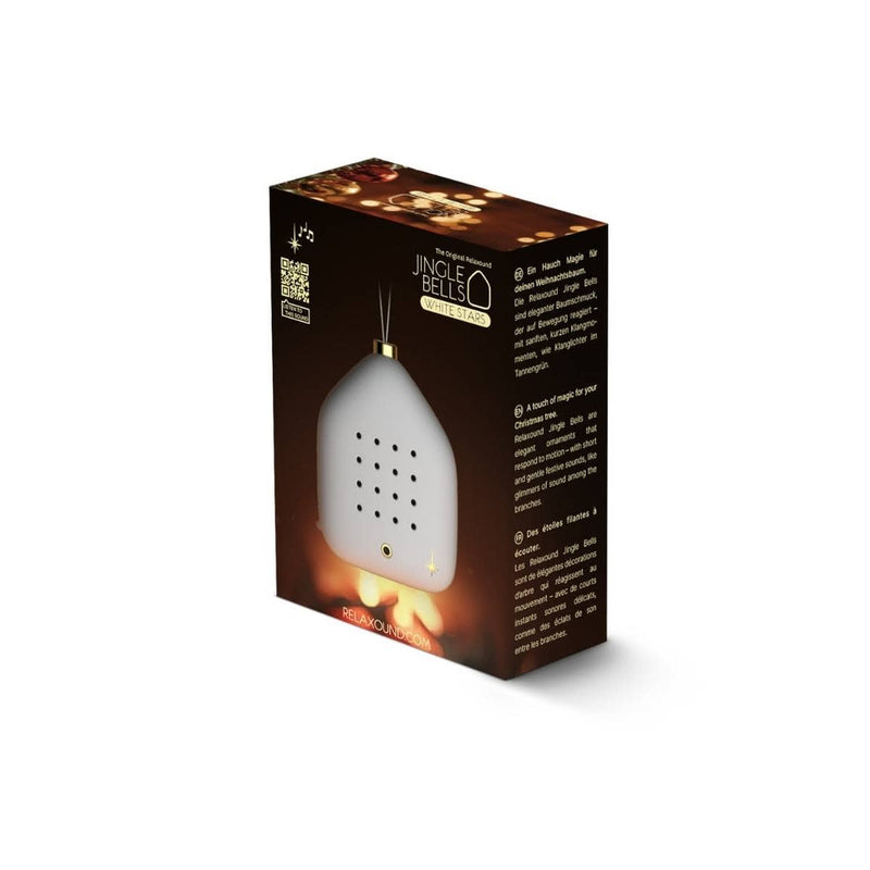 Relaxound JINGLE BELLS Kerst Ornament met sensor en Feestelijk geluid, White Stars