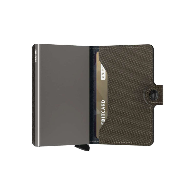 Secrid MINI WALLET Lederen kaartenhouder, Carbon Khaki