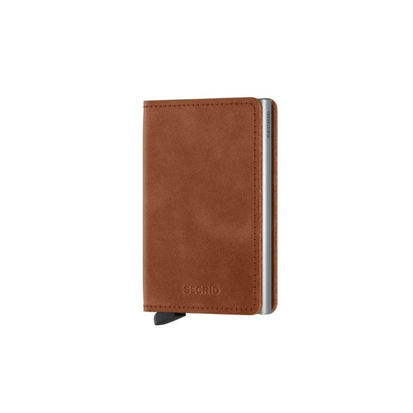 Secrid SLIM WALLET Lederen kaartenhouder, Vintage Cognac Silver