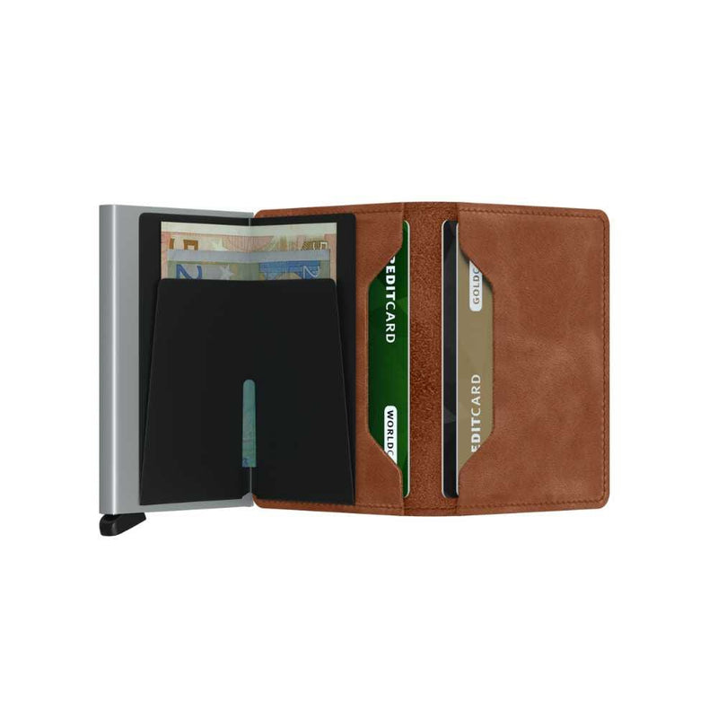 Secrid SLIM WALLET Lederen kaartenhouder, Vintage Cognac Silver