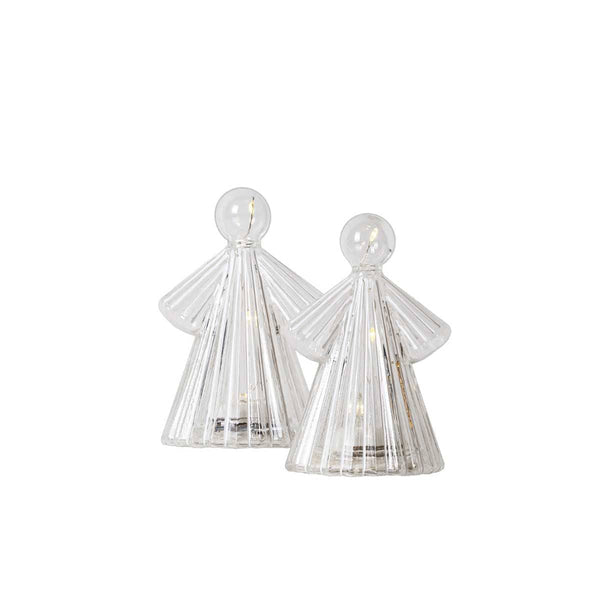 Sirius ALBERTE ANGEL Set van 2 Glazen Led Kerstboomlampjes, Transparant - Wit