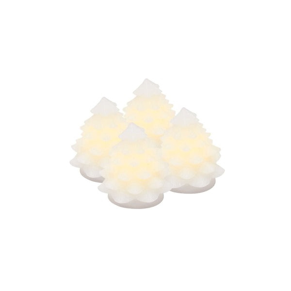 Sirius CARLA Set van 4 mini Wax Kerstbomen met Led lichtjes, Wit