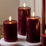 Sirius Sille Rechargeable Pillar Candles 3 pcs set, Bordeaux
