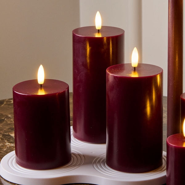 Sirius Sille Rechargeable Pillar Candles 3 pcs set, Bordeaux