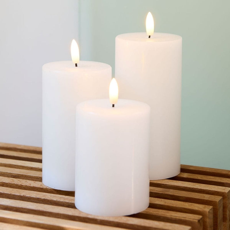 Sirius Sille Rechargeable Pillar Candles 3 pcs set, Wit