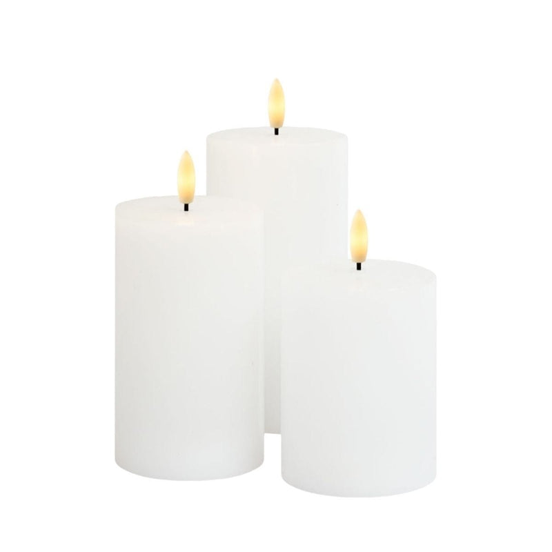 Sirius Sille Rechargeable Pillar Candles 3 pcs set, Wit