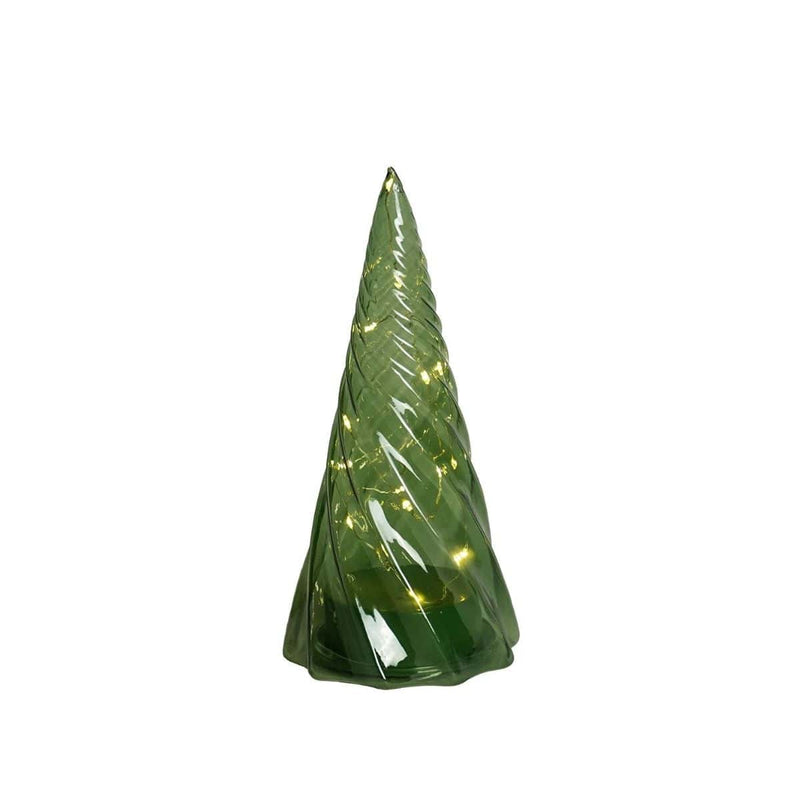 Sirius VILMA Glazen Kerstboom met Led Lichtjes, Groen 23.5 cm