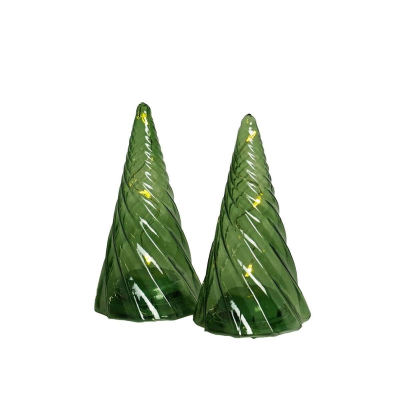 Sirius VILMA Set van 2 Glazen Kerstbomen met Led Lichtjes, Groen
