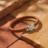 Steel and Barnett ARCHIE Lederen armband, Peanut Bruin