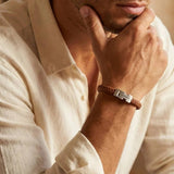 Steel and Barnett ARCHIE Lederen armband, Peanut Bruin
