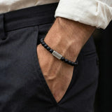 Steel and Barnett NATURAL NED Edelsteen armband, Matt Black