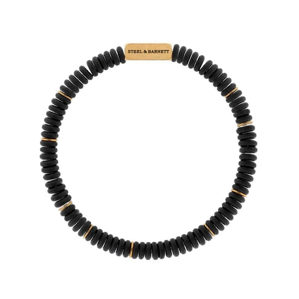 Steel and Barnett TWO TONE Edelsteen armband, Matt Black Onyx/Gold