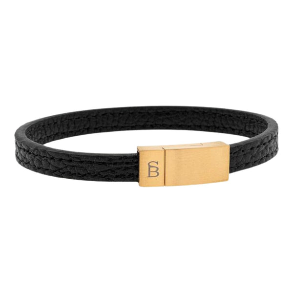 Steel & Barnett GRADY Lederen armband, Goud Zwart