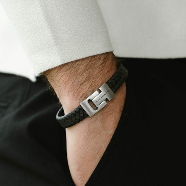 Steel & Barnett HARRISON Lederen armband, Black Silver