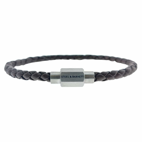 Steel & Barnett LUKE LANDON Lederen armband, Brown-Silver