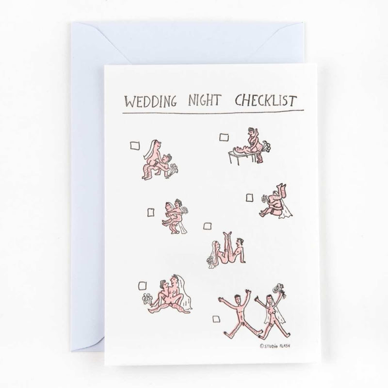Studio Flash Wenskaart enkel, Wedding Night Checklist