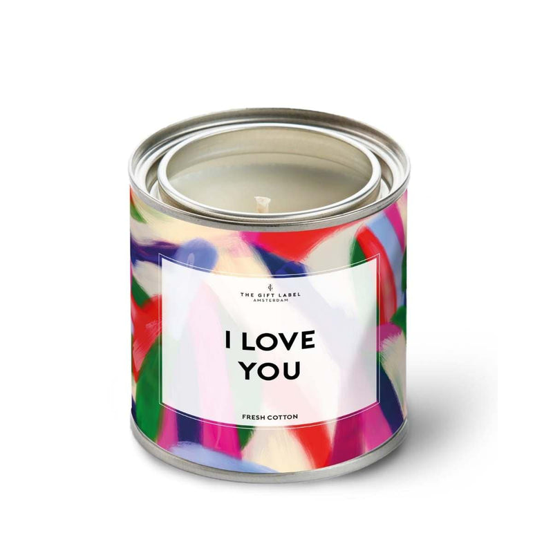 The Gift Label Geurkaars in blik met quote, I Love You