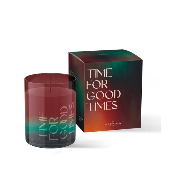 The Gift Label GRADIENT Grote Geurkaars in glas met quote, Time For Good Times