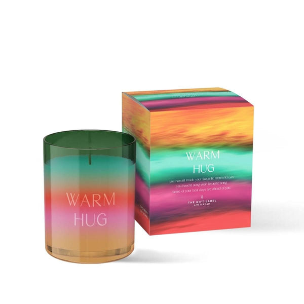 The Gift Label GRADIENT Grote Geurkaars in glas met quote, Warm Hug