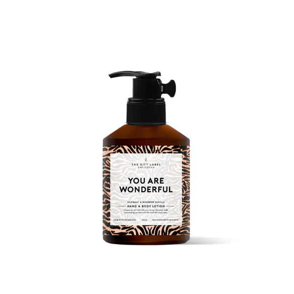 The Gift Label Hand & Body Lotion met quote, You Are Wonderful