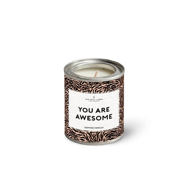 The Gift Label Kleine Geurkaars in blik met quote, You Are Awesome