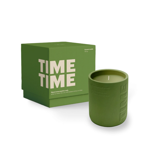 The Gift Label STUDIO Geurkaars in Cement met tekst, Time