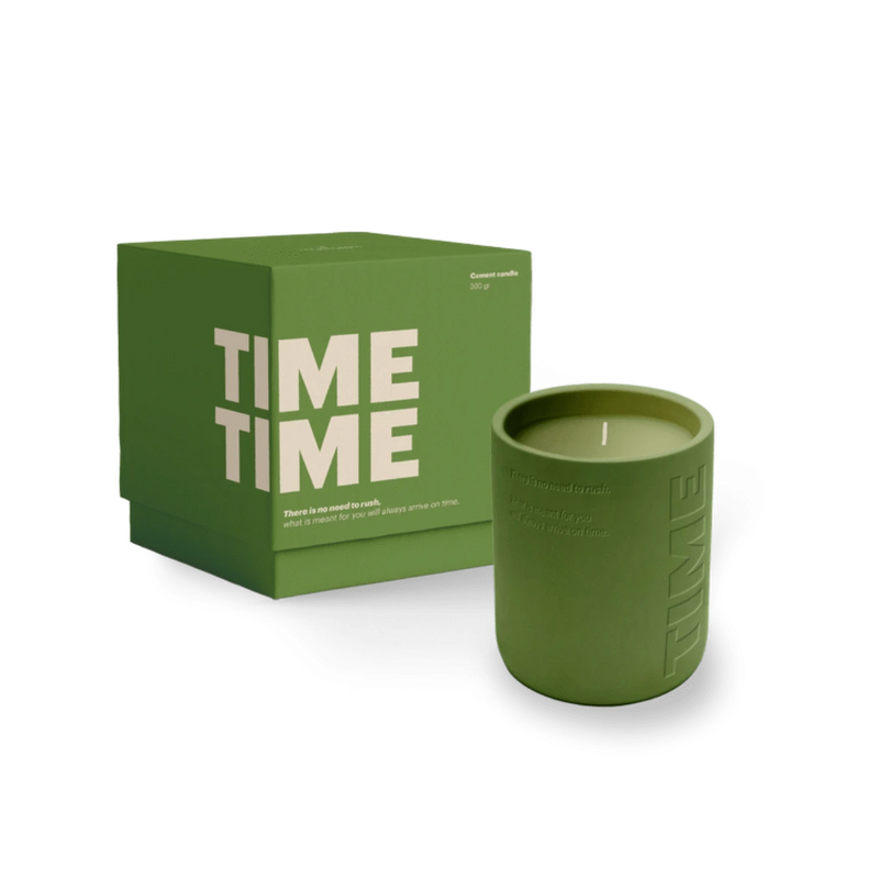 The Gift Label STUDIO Geurkaars in Cement met tekst, Time