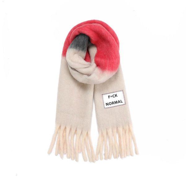 Verb to do Maxi Color Block Sjaal met Quote - F*CK NORMAL