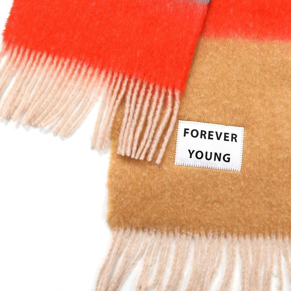 Verb to do Maxi color block sjaal met quote - FOREVER YOUNG