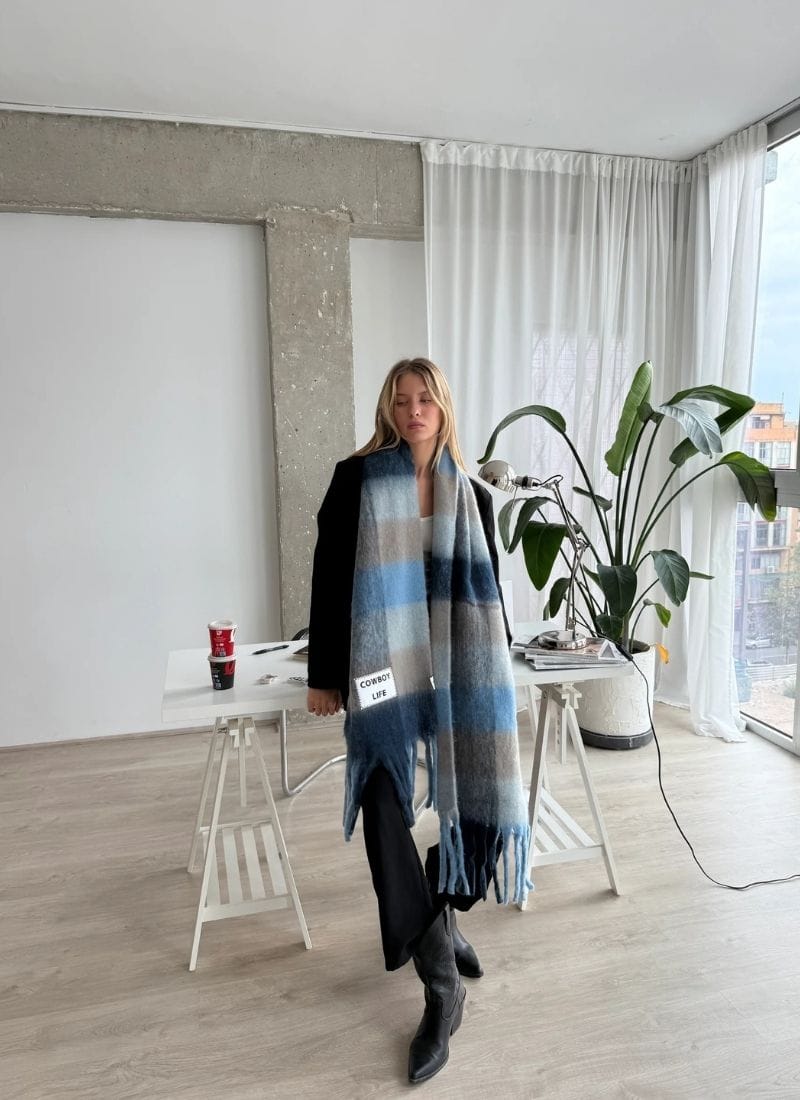 Verb to do Maxi Geruite Sjaal met Quote - COWBOY LIFE