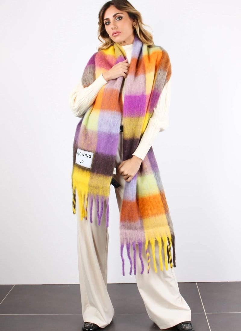 Verb to do Maxi Geruite Sjaal met Quote - GLOWING UP