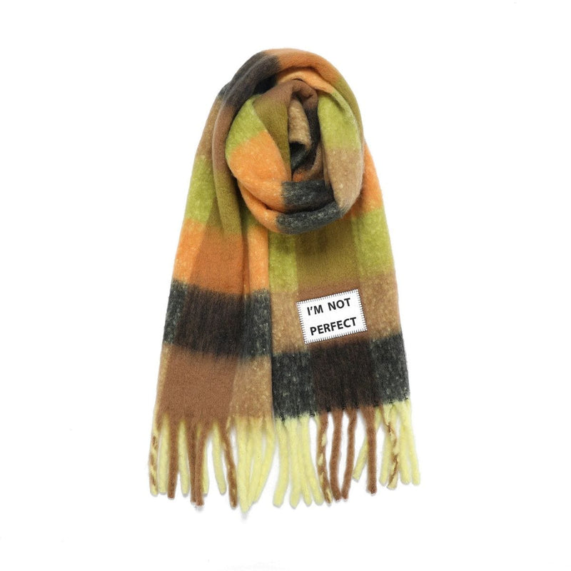 Verb to do Maxi Geruite Sjaal met Quote - I'M NOT PERFECT