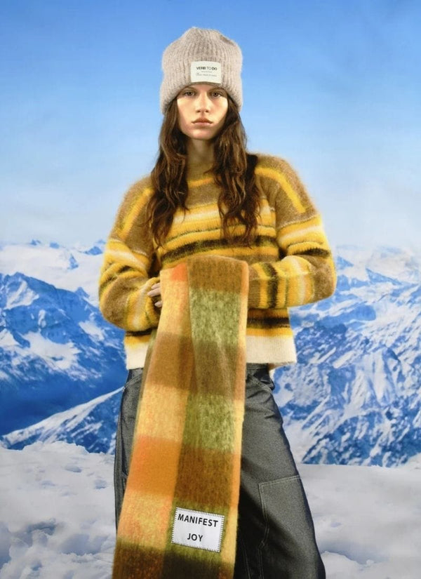 Verb to do Maxi Geruite Sjaal met Quote - MANIFEST JOY