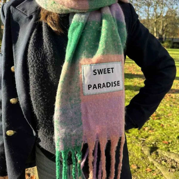 Verb to do Maxi geruite sjaal met quote - SWEET PARADISE